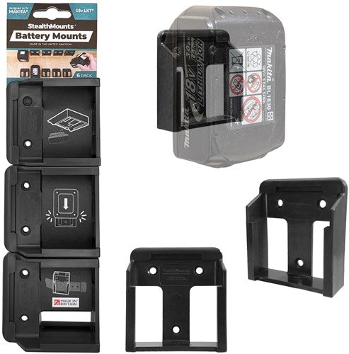 Stealth monta portabatterie per makita 18v | nero | 6 pezzi -bm-mk18-6