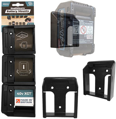 Stealth monta portabatterie per makita 40v xgt | nero | 6 pezzi -bm-mk40-blk-6