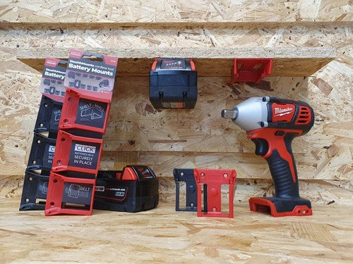 Stealth monta portabatterie per milwaukee m18 18v | rosso | 6 pezzi -bm-mw18-rosso-6