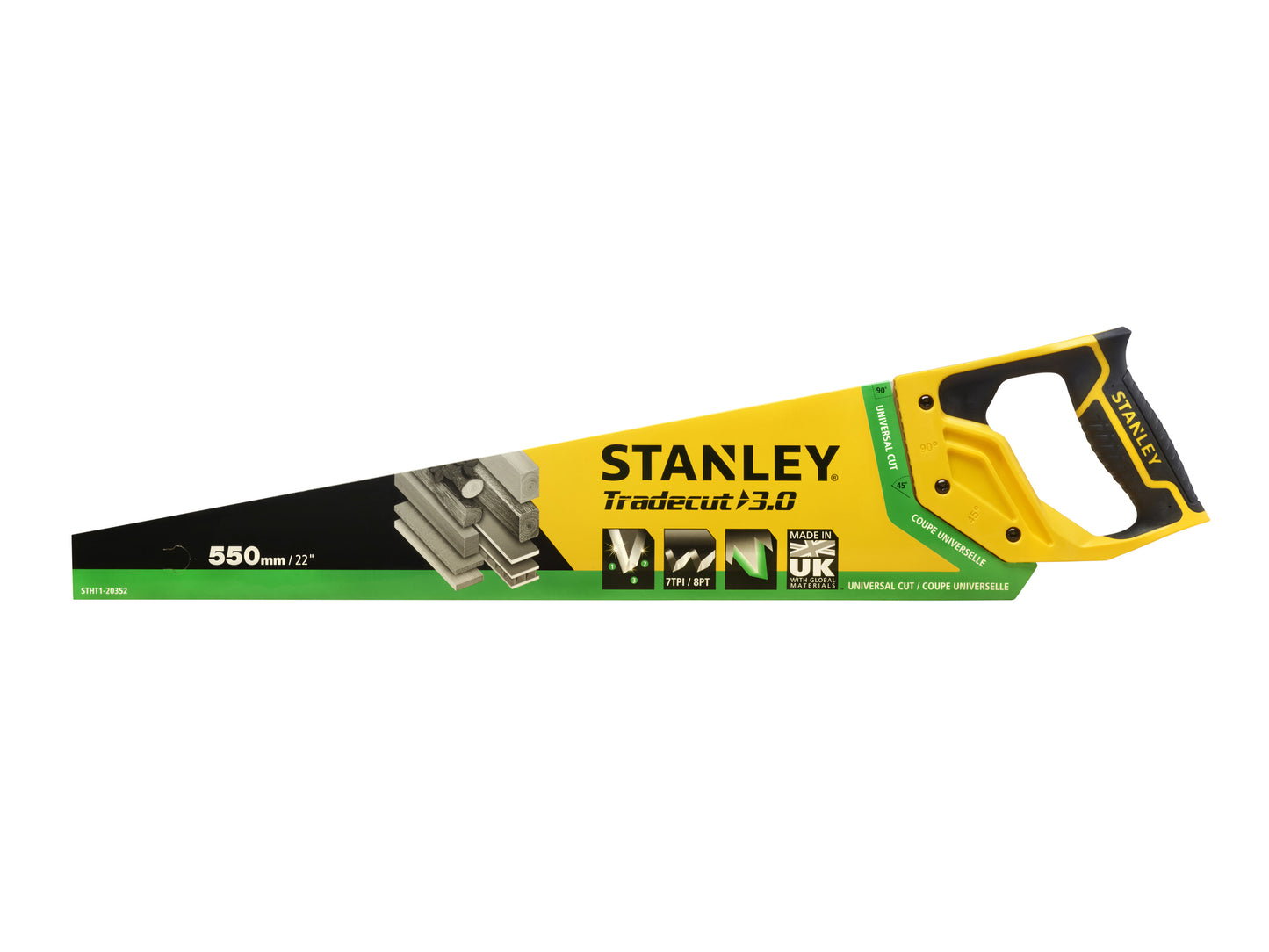 Herramientas manuales Stanley stht1-20352 sierra para madera tradecut universal 550 mm 7tpi - stht1-20352
