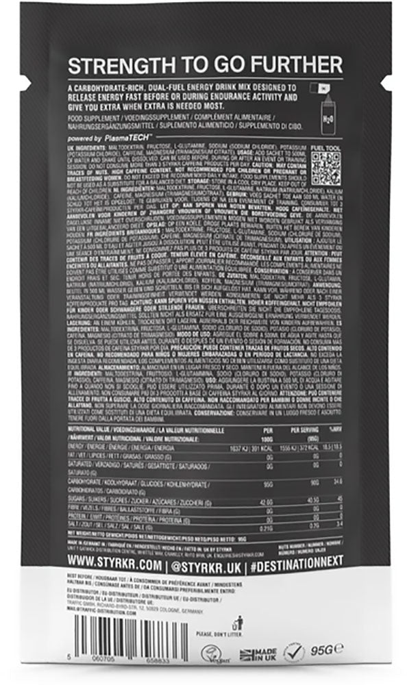 Mezcla de bebida energética Styrkr mix90 con cafeína y doble carbohidrato