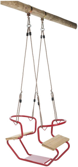 Swinging Duo Swing 92 x 44 x 53 cm de acero madera roja natural