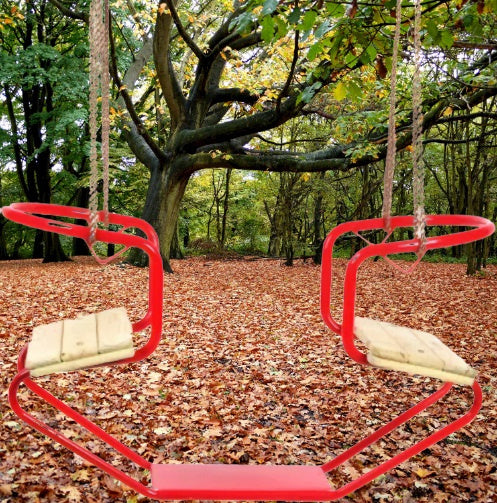 SwingKing Duoschommel 92 x 44 x 53 cm Staal Hout Rood Naturel