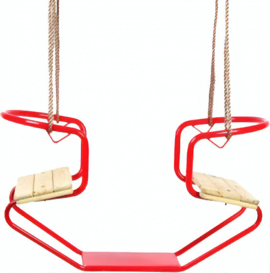 Swinging Duo Swing 92 x 44 x 53 cm de acero madera roja natural