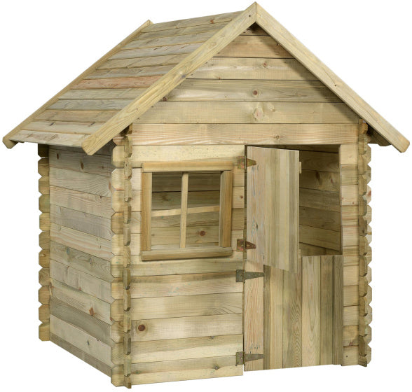 Swinging Louise Deluxe Wooden Playhouse 120 x 120 x 160 cm Natural
