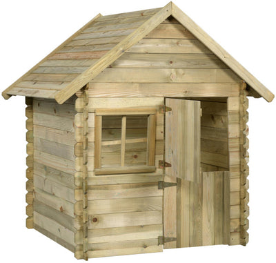 Swinging Louise Deluxe Wooden Playhouse 120 x 120 x 160 cm Natural