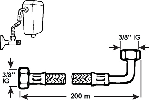 Manguera de conexión flexible Cornat 3 8x3 8x200 - t317228