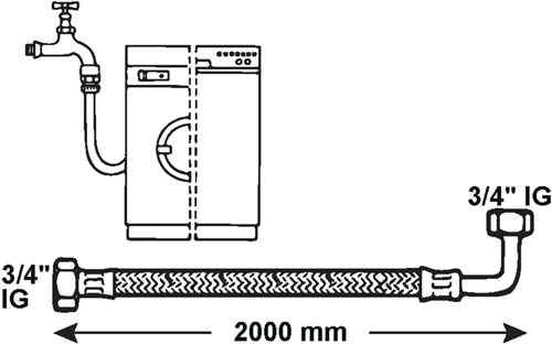 Tubo di alimentazione lavatrice Cornat 2m00 in acciaio inossidabile - t357215