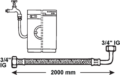 Tubo di alimentazione lavatrice Cornat 2m00 in acciaio inossidabile - t357215