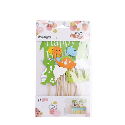 Set de decoración para tartas dinosaurios 11 piezas