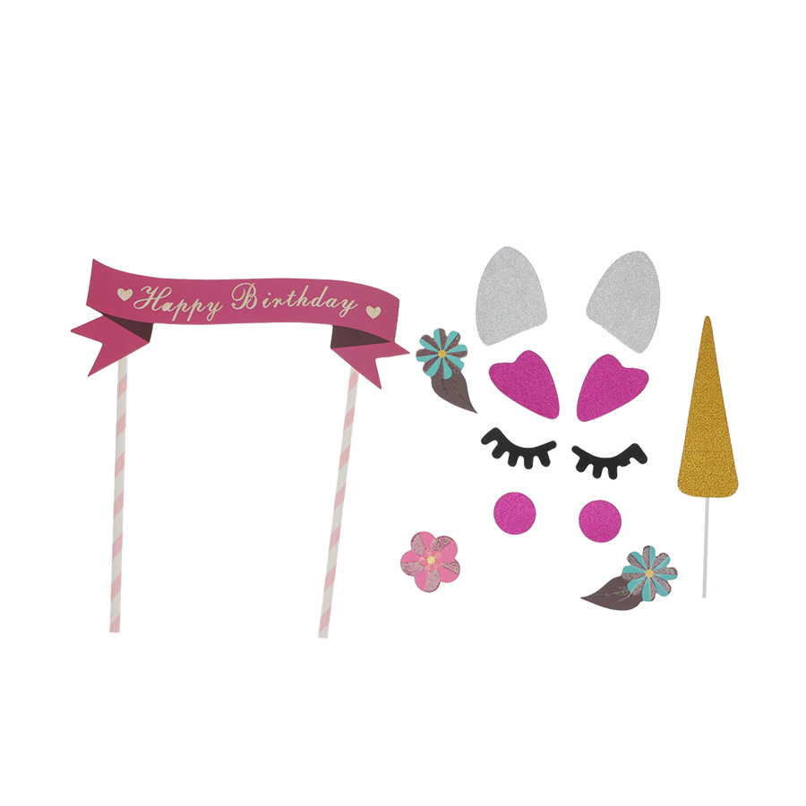 Set decorazioni per torta unicorno 24 pezzi