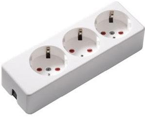 Enzo tafelcontactdoos ra 3v langwerpig met kinderbeveiliging wit - 6871812