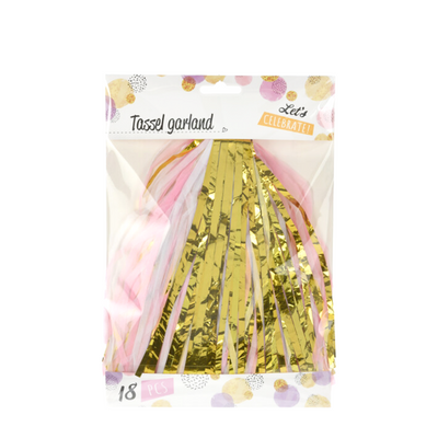 Ghirlanda di nappe in oro bianco rosa 18 pezzi