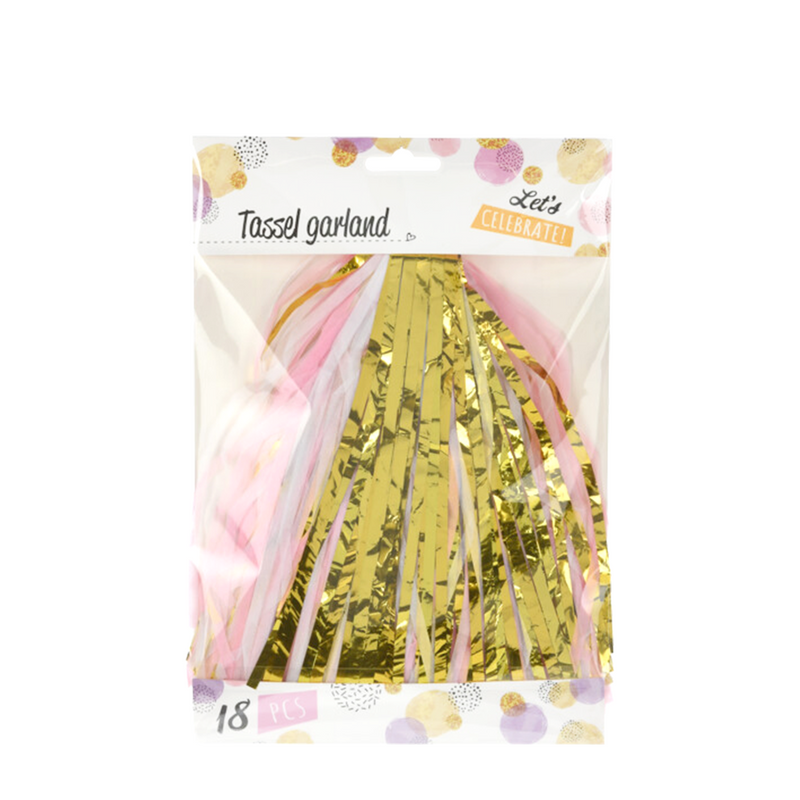 Ghirlanda di nappe in oro bianco rosa 18 pezzi