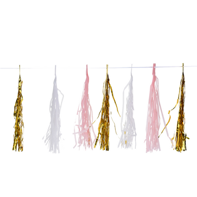 Ghirlanda di nappe in oro bianco rosa 18 pezzi