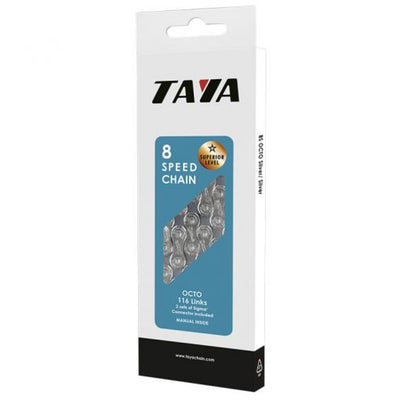 Buzaglo taya ketting octo 1 2x3 32x116, 7-8 speed, zwart zilver
