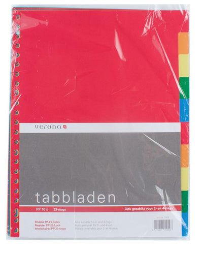 Verona tabs a4 23r plastico en blanco 10 deli