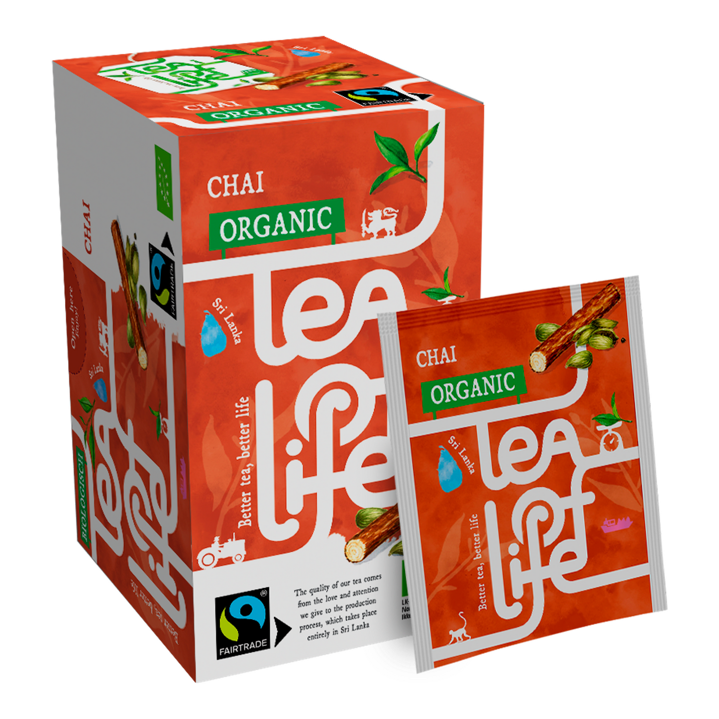 Té de vida chai orgánico de comercio justo (25x 1,5 gramos)