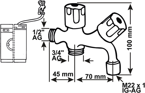 Valvola ad angolo combinata lavatrice Cornat 1 2 - tec304904
