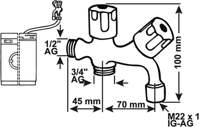 Valvola ad angolo combinata lavatrice Cornat 1 2 - tec304904