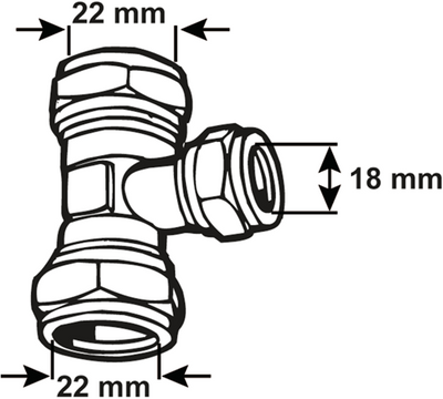 Cornat compression coupling ms tee 22x18x22mm - tec583691