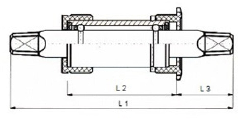 BSA E Bottom Support 113 mm BSA, Kett.lijn 24.4, taza de plástico