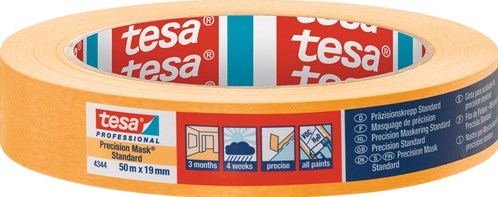 Cinta adhesiva de precisión Tesa | liso | beige claro | longitud 50 metros | ancho 19 mm | rueda | 8 piezas - 04344-00004-00 04344-00004-00