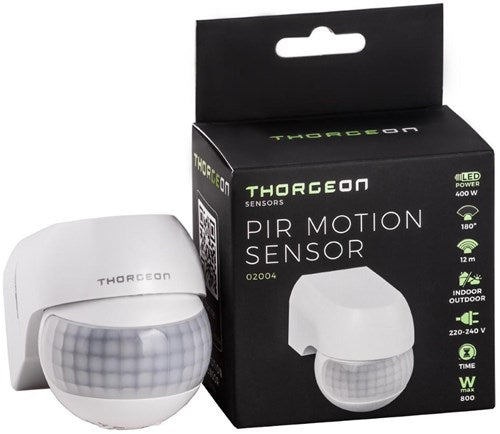 Rilevatore di movimento Thorgeon da parete a parete 180 gradi ip44 orientabile bianco - 3900502