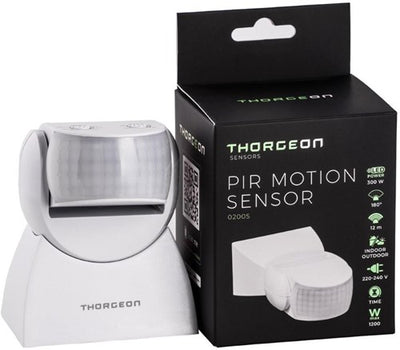 Rilevatore di movimento Thorgeon da parete a parete 180 gradi ip65 orientabile bianco - 3900504