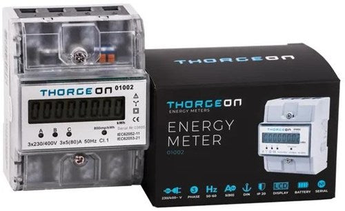 Contatore kWh Thorgeon trifase digitale trasparente 80a + impulsi - 4518255