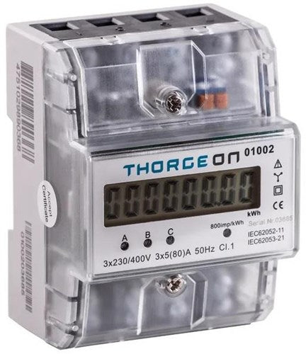 Contatore kWh Thorgeon trifase digitale trasparente 80a + impulsi - 4518255