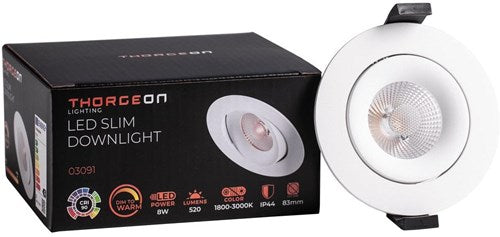 Thorgeon Faretto da incasso LED 8.2W dimtowarm 96mm rotondo orientabile bianco - LED4680