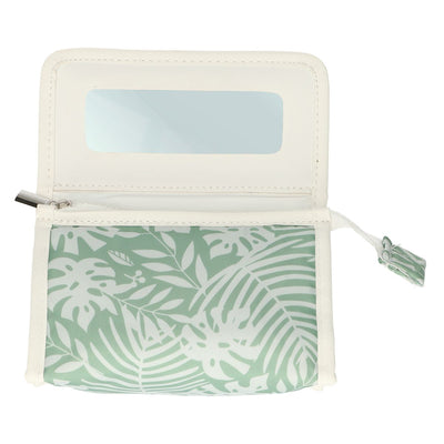 Foglie di borsa a specchio da viaggiatore verde bianco 16,5 cm x 11 cm