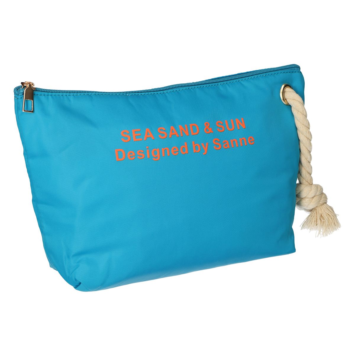 Traveller toilettas sea, sand sun blauw oranje 30cm x 19.5cm