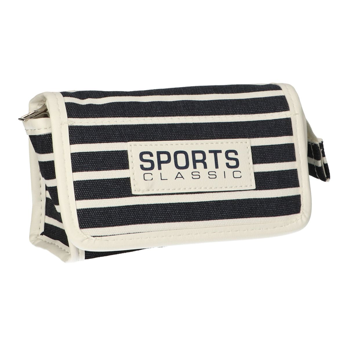 Traveller spiegeltas stripe blauw sports classic 16.5x11cm