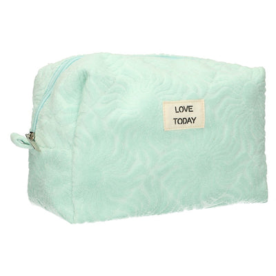 Traveler toiletry bag terry cloth sunny turquoise 21.5cm x 19cm