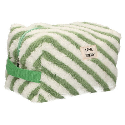 Traveler toiletry bag terry cloth stripe green 23cm x 13cm