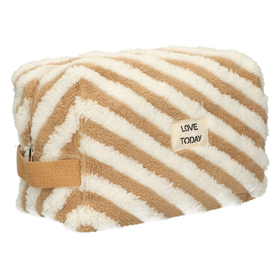 Traveler toiletry bag terry cloth stripe brown 23cm x 13cm