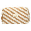 Beauty case da viaggio in spugna a righe marroni 23 cm x 13 cm