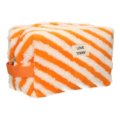 Traveler toiletry bag terry cloth stripe orange 23cm x 13cm