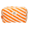 Beauty case da viaggio in spugna a righe arancioni 23 cm x 13 cm