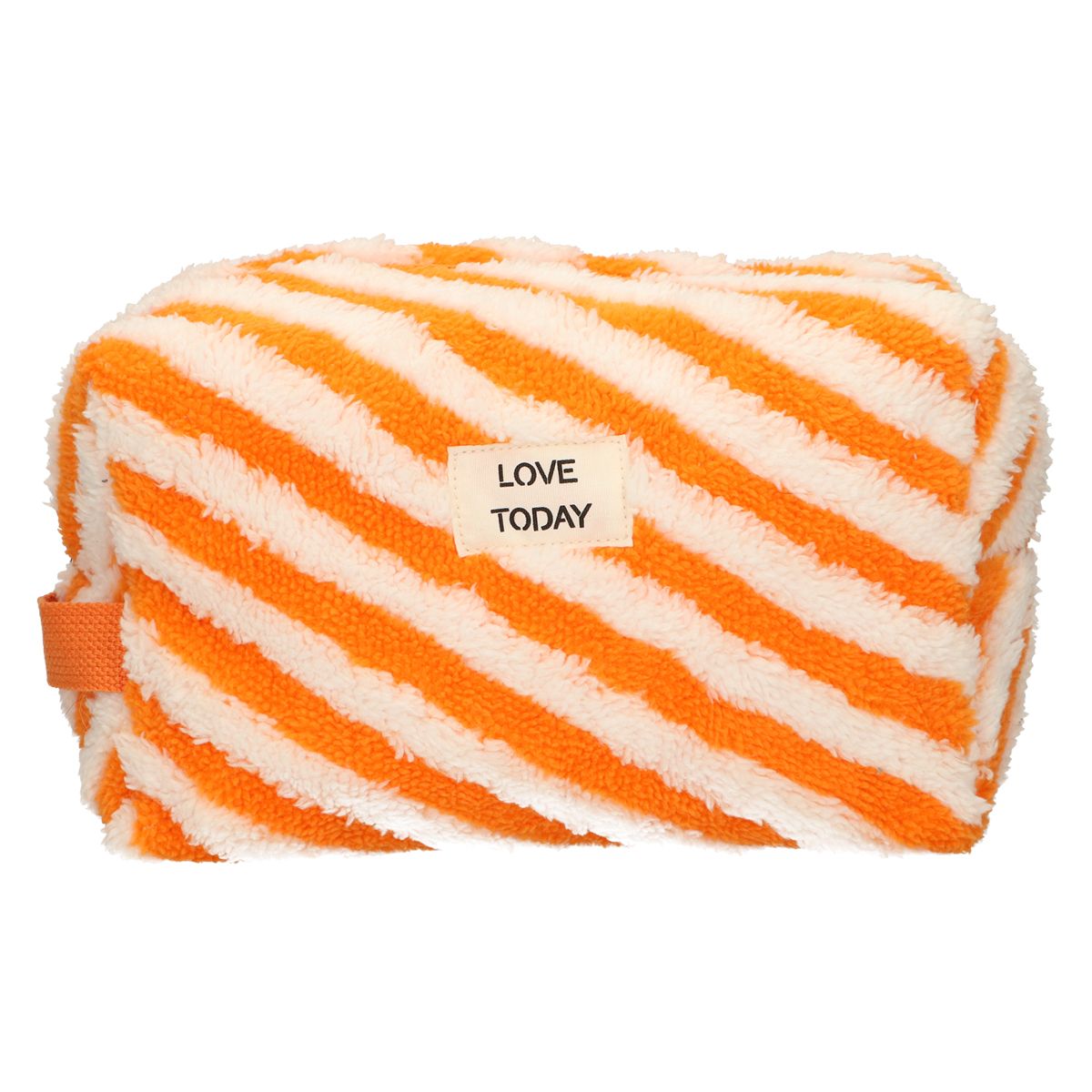 Beauty case da viaggio in spugna a righe arancioni 23 cm x 13 cm