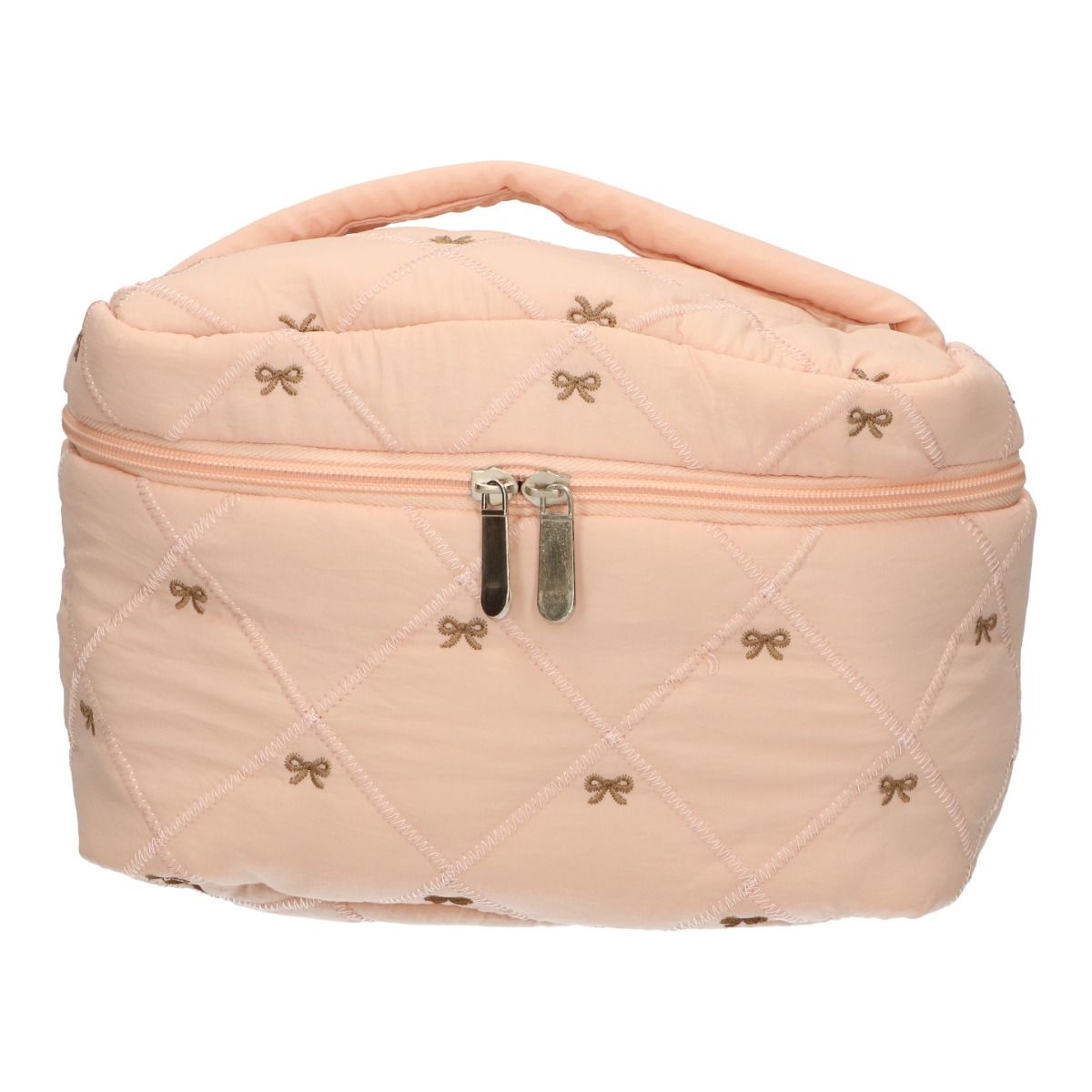 Traveller beautycase strikjes zalm 24cm x 17cm