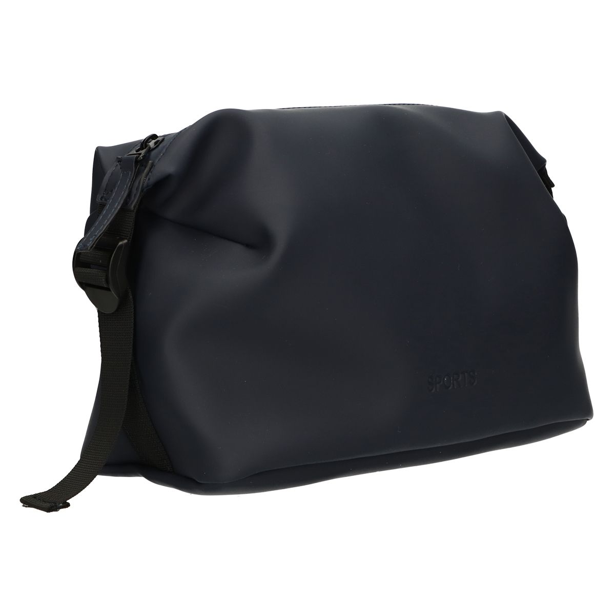 Neceser de viajero impermeable con hebilla negro azul oscuro 34cm x 21cm