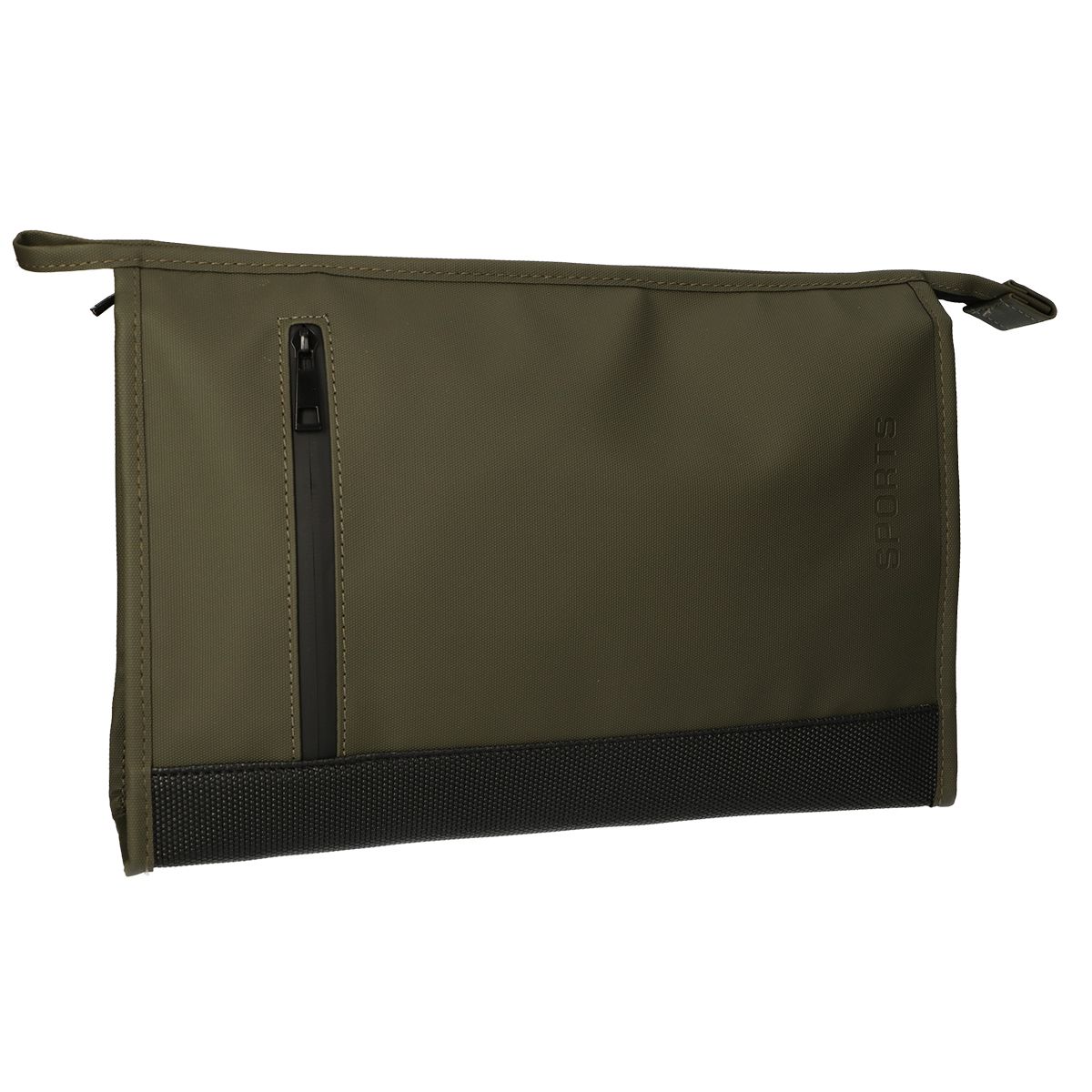 Traveller toilettas rubberen bodem donker groen 30cm x 19,5cm