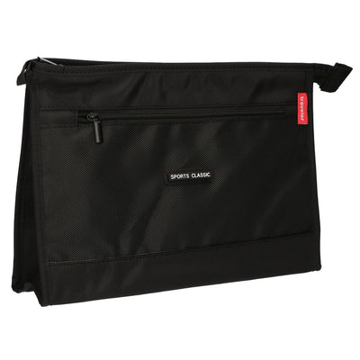 Borsa da toilette da viaggio da uomo sportiva classica nera 35 cm x 24 cm
