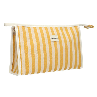 Beauty case da viaggio estivo a righe gialle 29 cm x 19,5 cm