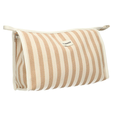 Beauty case da viaggio estivo a righe kaki 29 cm x 19,5 cm