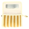 Borsa specchietto da viaggio estiva a righe gialle 17 cm x 11 cm
