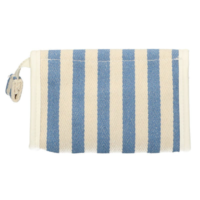 Borsa specchietto da viaggio estiva a righe blu 17 cm x 11 cm